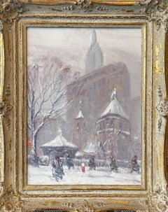 "Little Church Around the Corner" Johann Berthelsen, New York City Winter Scene