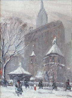 "Little Church Around the Corner" Johann Berthelsen, New York City Winter Scene