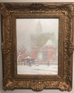 Peinture à l'huile de Johann Berthelsen - « Little Church Around the Corner » (L'église d'environ l'angle de New York)