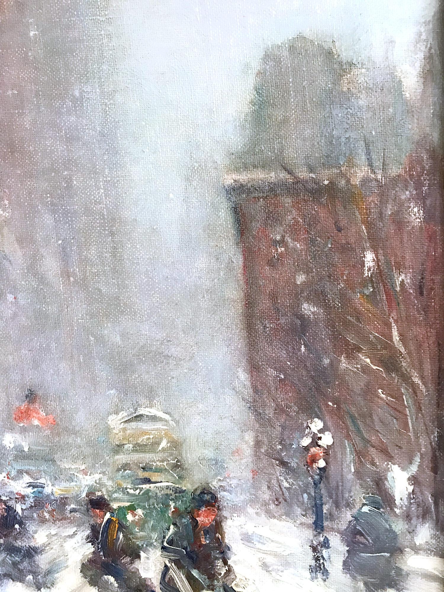 Impressionistische Winter Street-Szene amMadison Square an der 5th Avenue und 23rd Street (Amerikanischer Impressionismus), Painting, von Johann Berthelsen