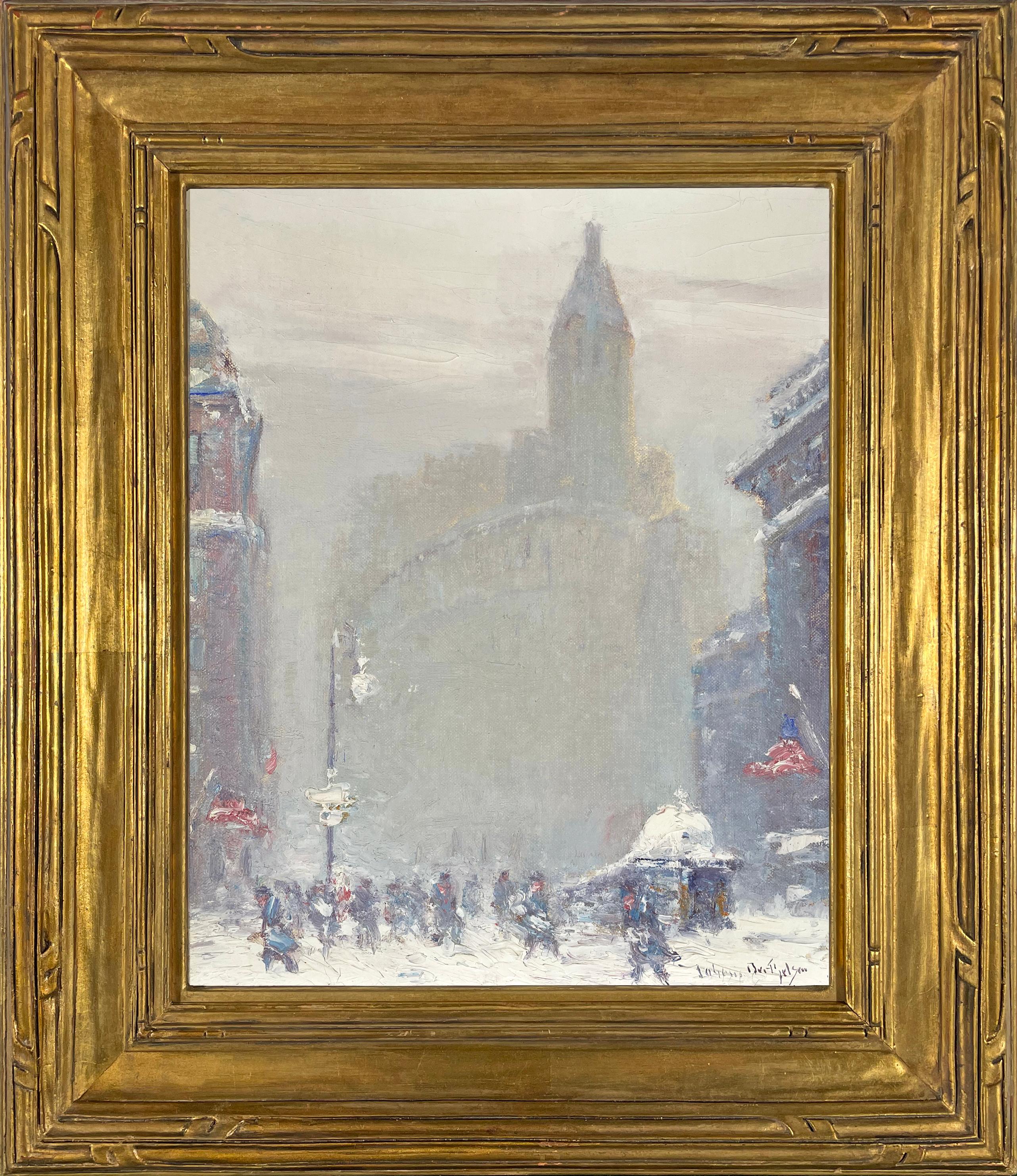Escena invernal de Nueva York - Painting de Johann Berthelsen