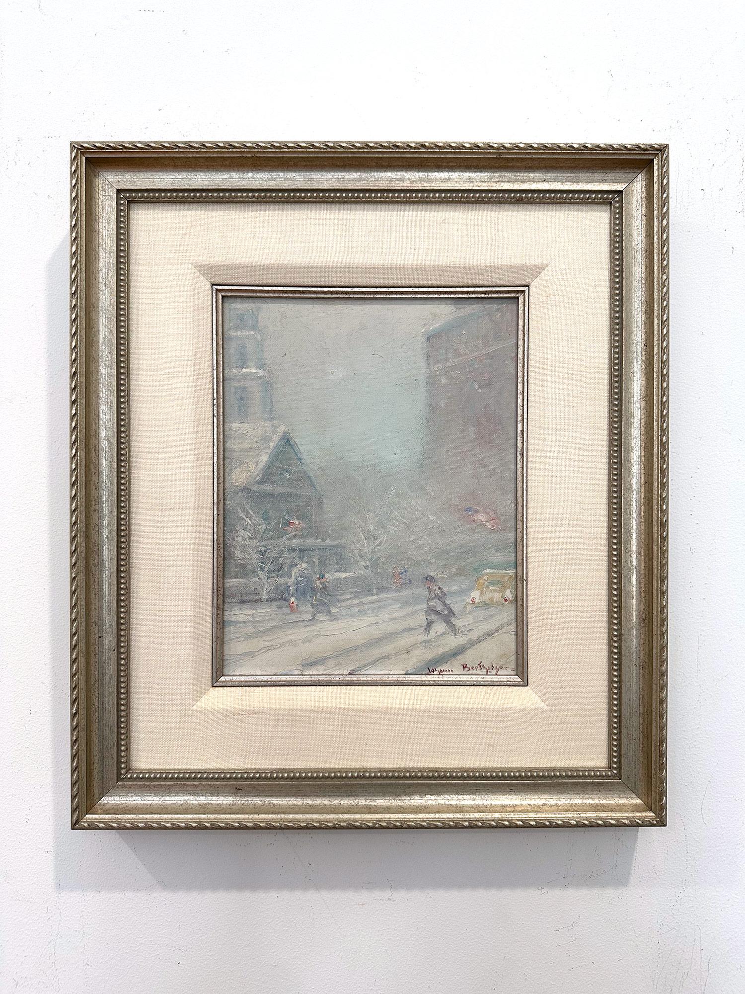 Impressionistische Winter Street-Szene „Saint Paul's Chapel“ in Lower Manhattan, NYC im Angebot 11