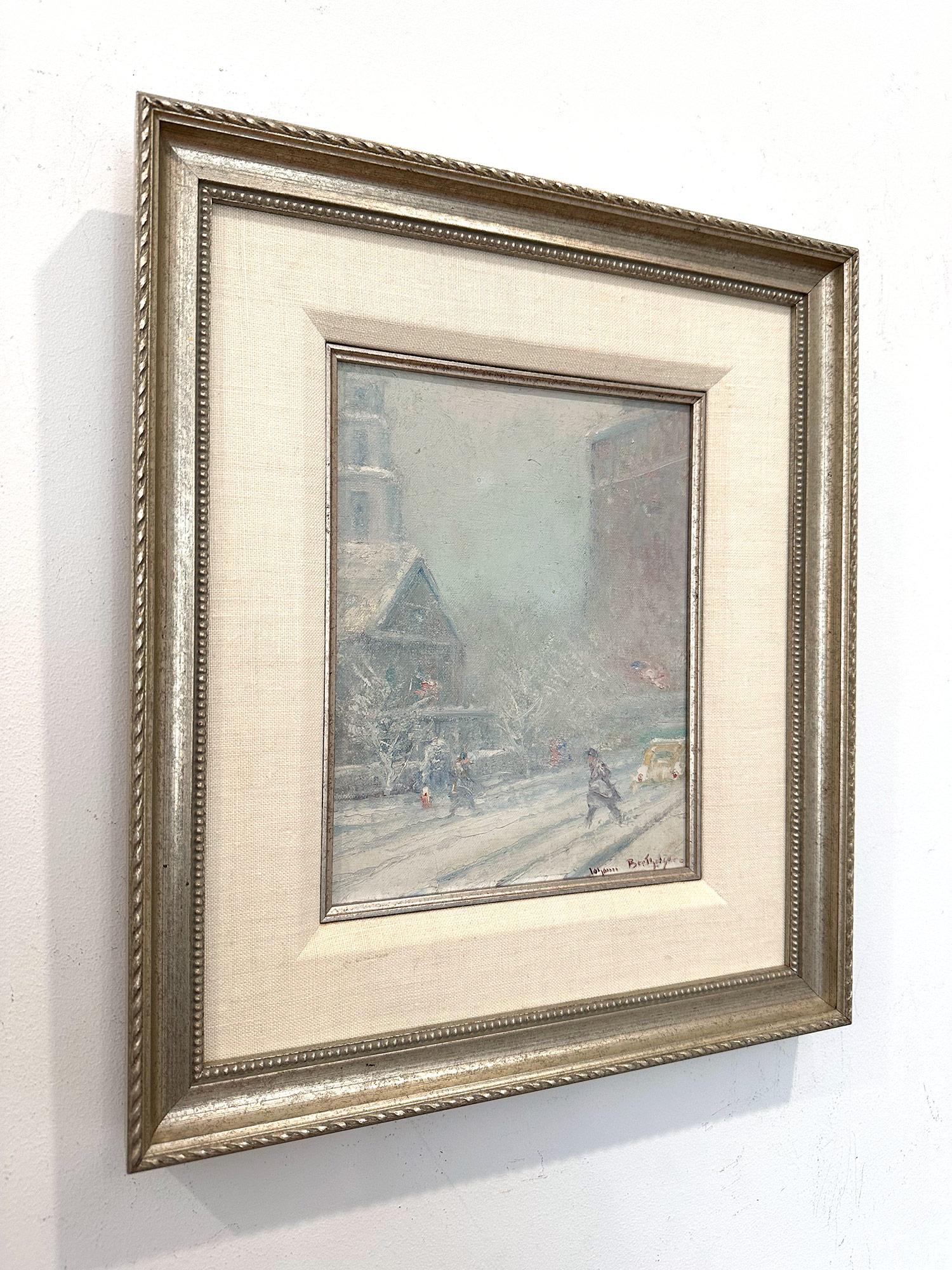 Impressionistische Winter Street-Szene „Saint Paul's Chapel“ in Lower Manhattan, NYC im Angebot 13