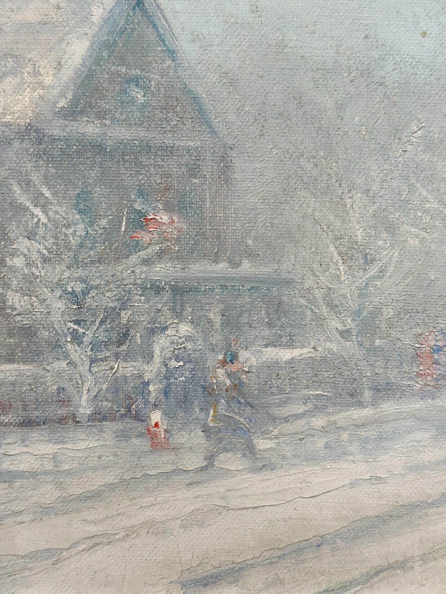 « Saint Paul's Chapel » - Scène de rue d'hiver impressionniste dans le Lower Manhattan NYC en vente 2