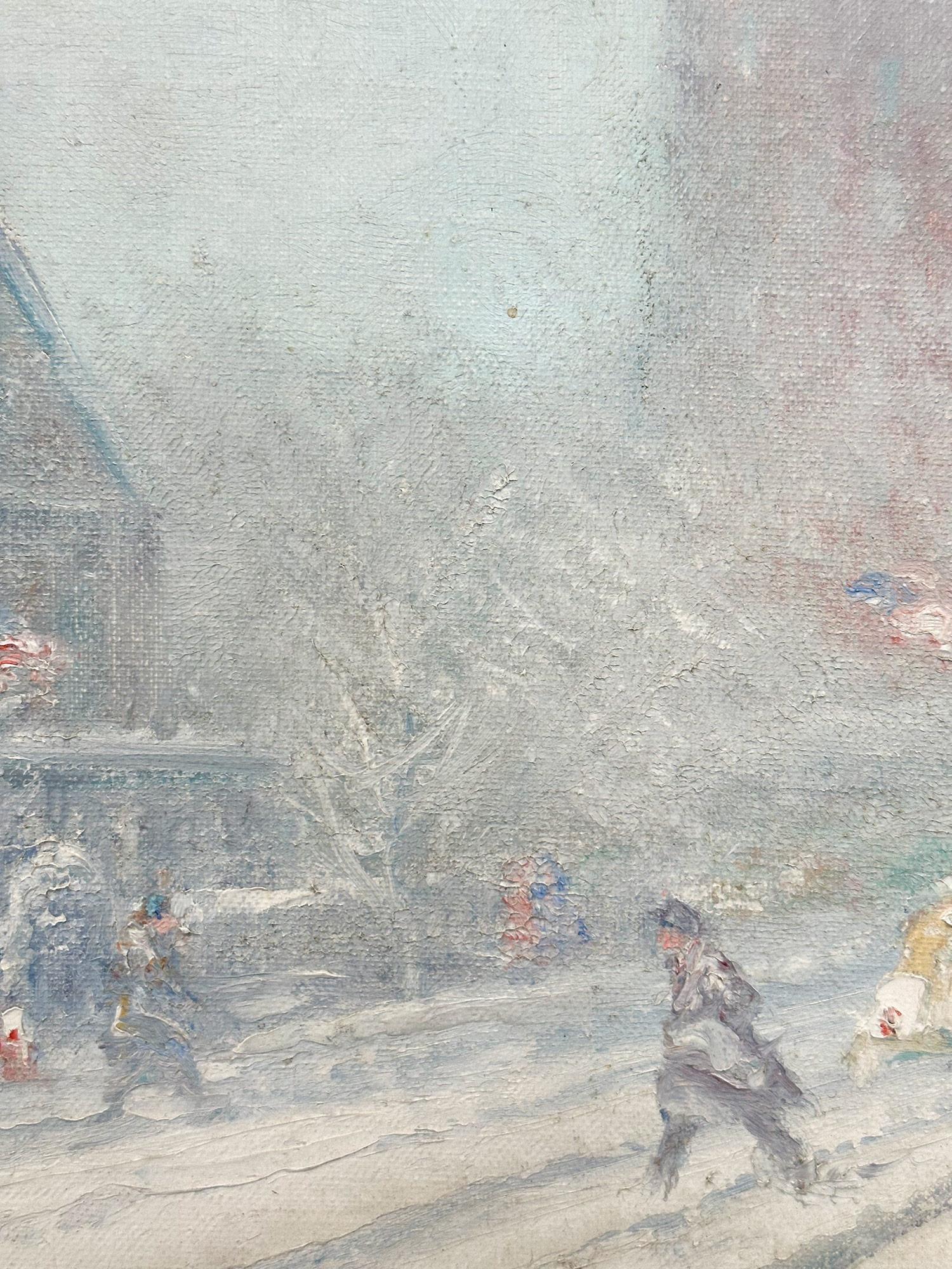 Impressionistische Winter Street-Szene „Saint Paul's Chapel“ in Lower Manhattan, NYC im Angebot 4