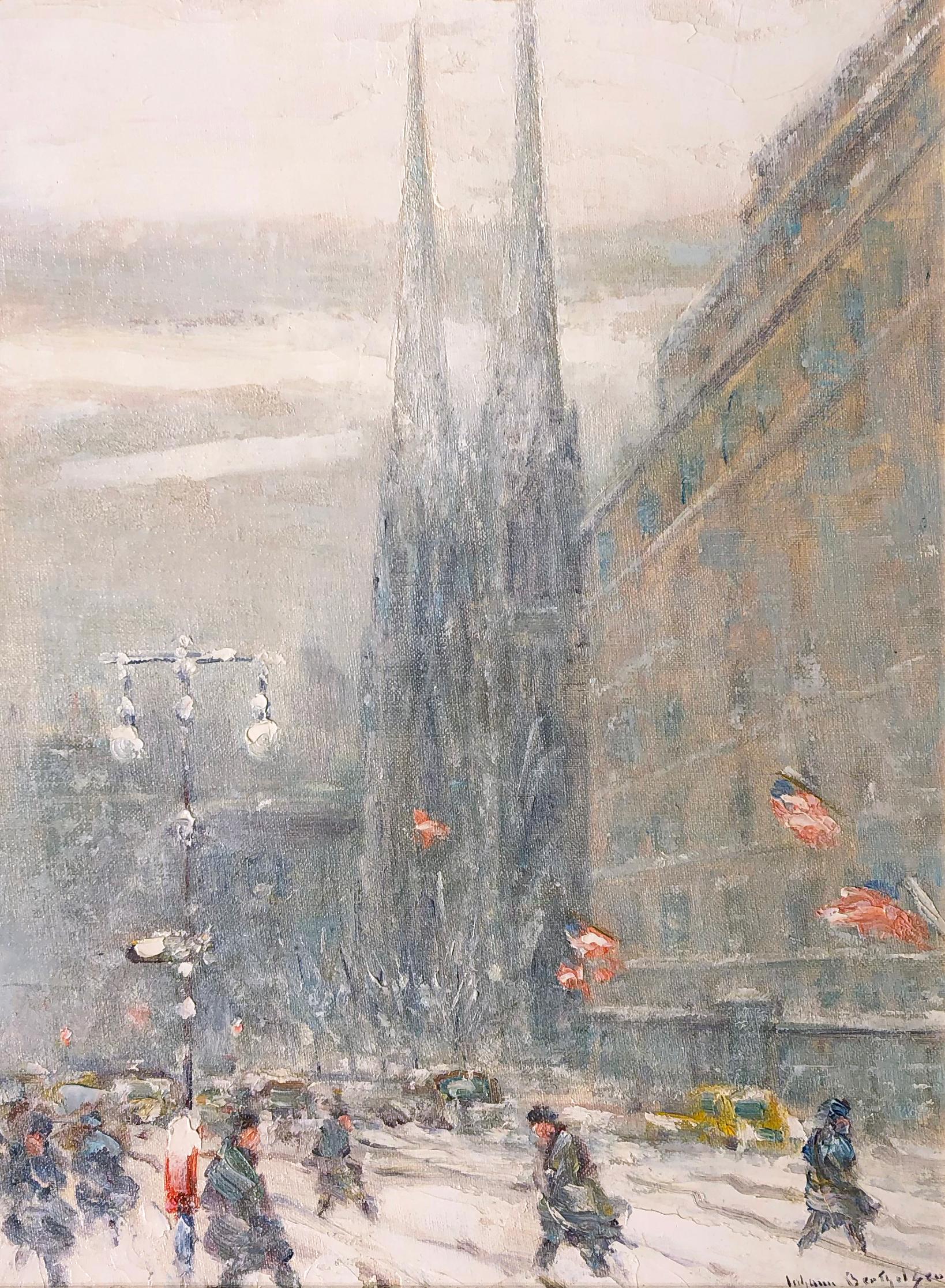 JOHANN BERTHELSEN
American, 1883-1967

St. Patrick’s Cathedral, New York

Signed Johann Berthelsen
Oil on board
16 x 12 inches (40.6 x 30.5 cm)
Framed: 24 1/2 x 20 1/2 inches (62.3 x 52 cm)

Provenance
Private Collection, Virginia