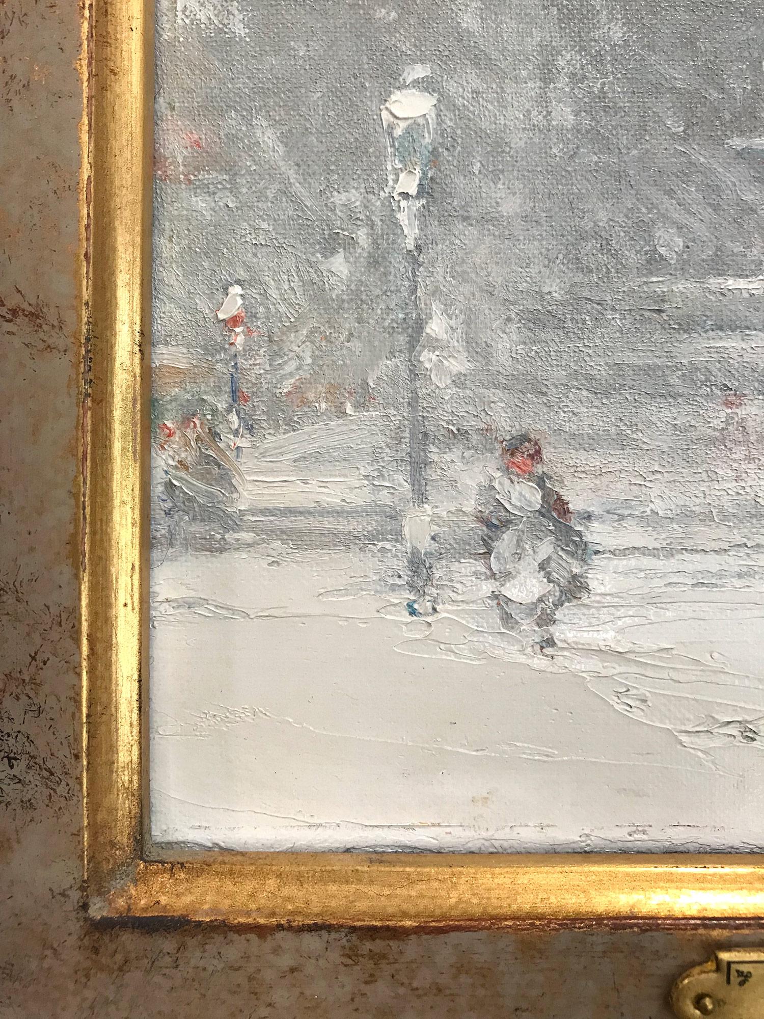 Impressionistische Winterstraßensszene, Öl auf Leinwand, „The Grand Army Plaza in Winter“ 6