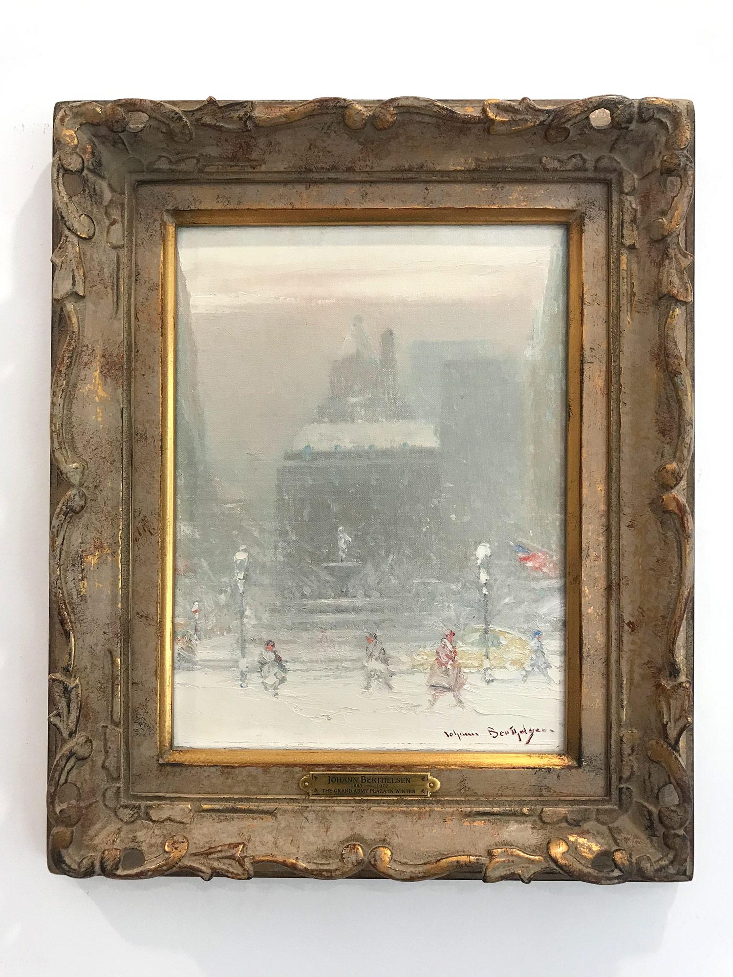 Impressionistische Winterstraßensszene, Öl auf Leinwand, „The Grand Army Plaza in Winter“ 13