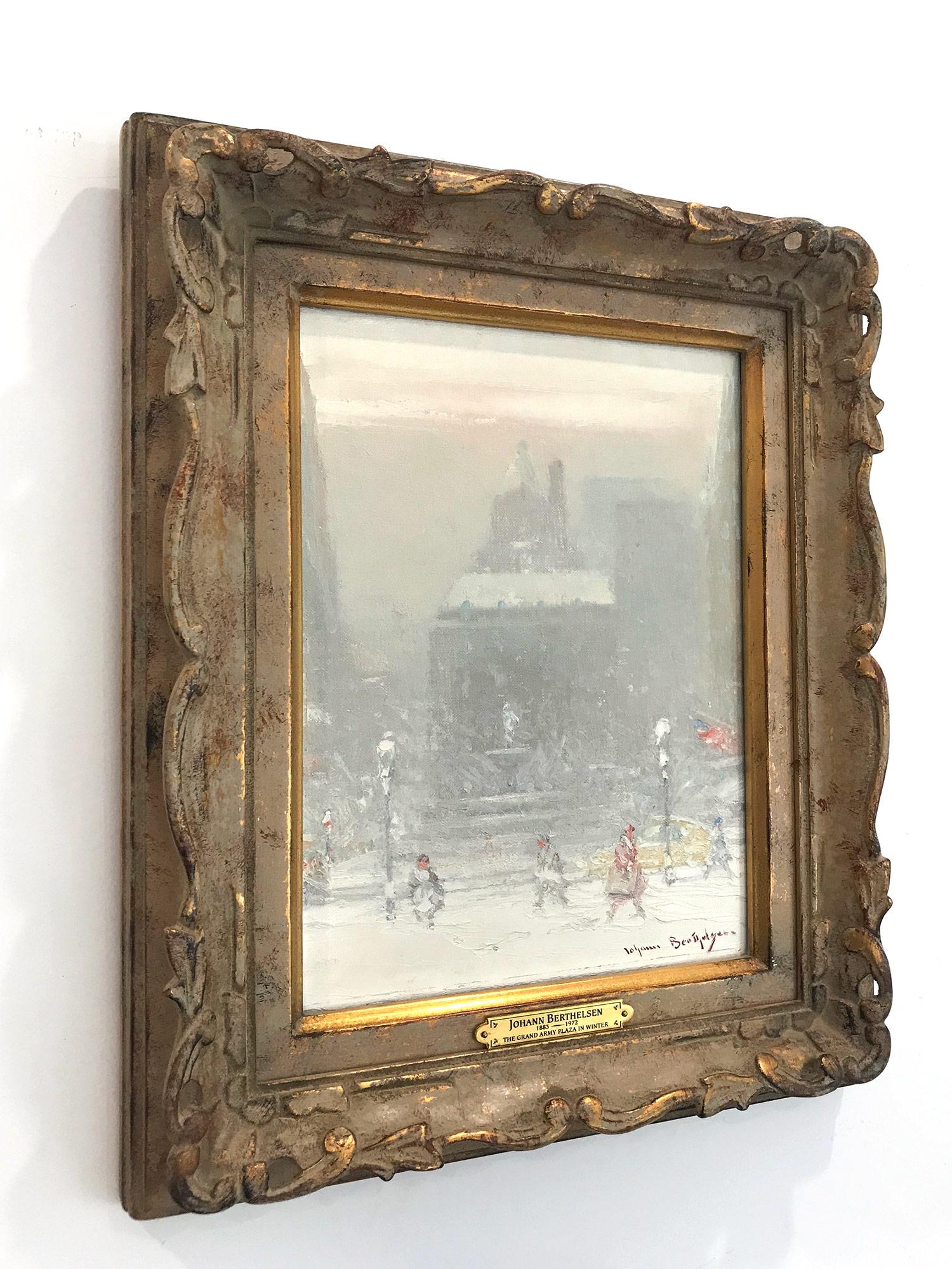 Impressionistische Winterstraßensszene, Öl auf Leinwand, „The Grand Army Plaza in Winter“ 15