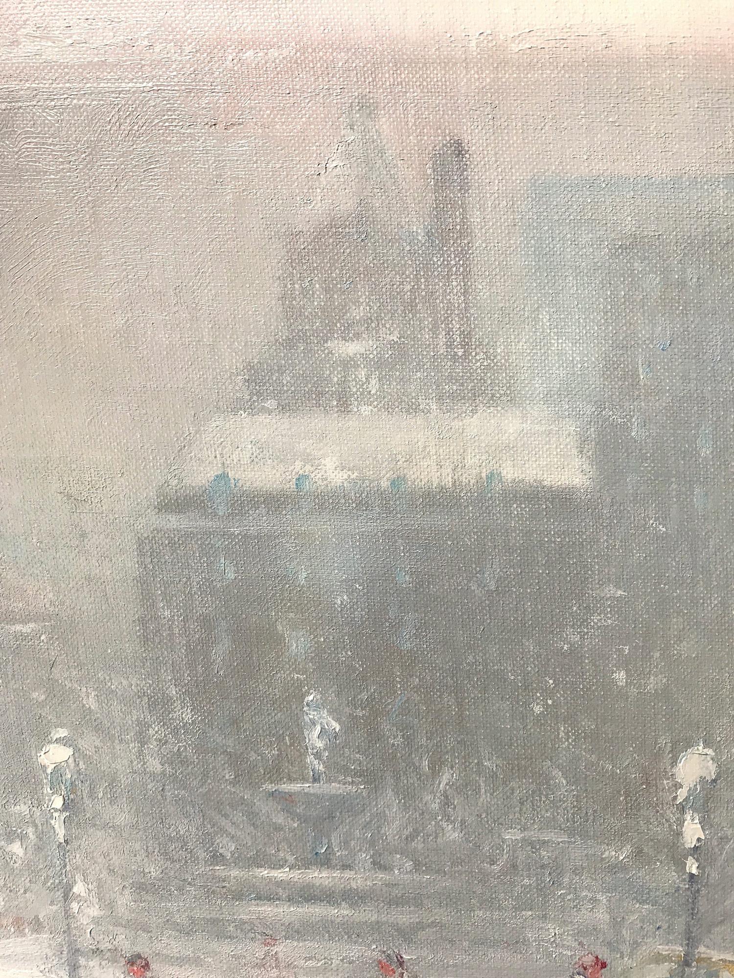 Impressionistische Winterstraßensszene, Öl auf Leinwand, „The Grand Army Plaza in Winter“ (Amerikanischer Impressionismus), Painting, von Johann Berthelsen