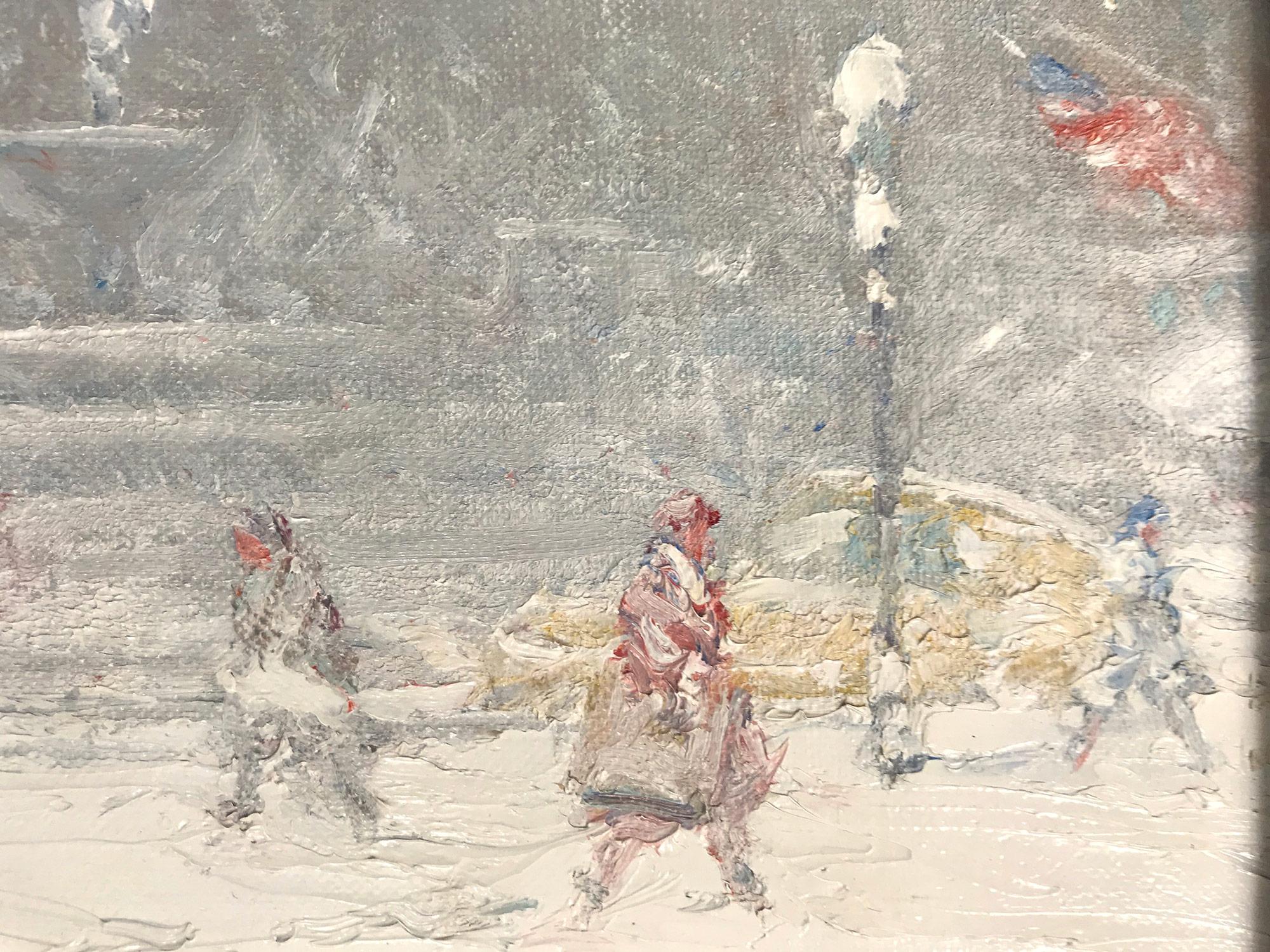 Impressionistische Winterstraßensszene, Öl auf Leinwand, „The Grand Army Plaza in Winter“ 3