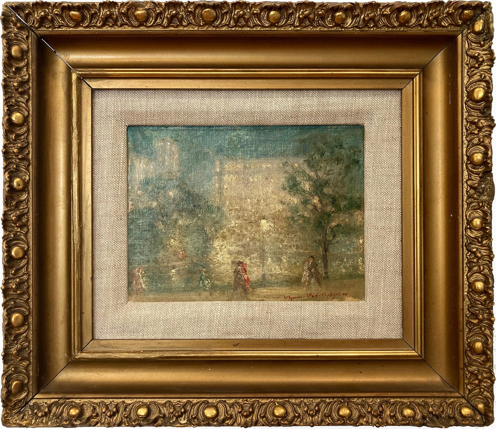 "The Lake & Plaza Hotel New York" Impressionist Oil Painting in Central Park