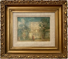 Vintage "The Lake & Plaza Hotel New York" Impressionist Oil Painting in Central Park