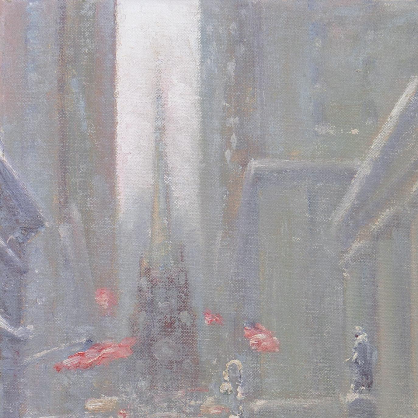 'Trinity Church from Wall Street', New York, Salmagundi Club, AWCS, AIC - Impressionist Painting by Johann Berthelsen
