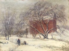 Vista desde el porche del artista; incluyendo a sus dos hijos, New Milford, Connecticut