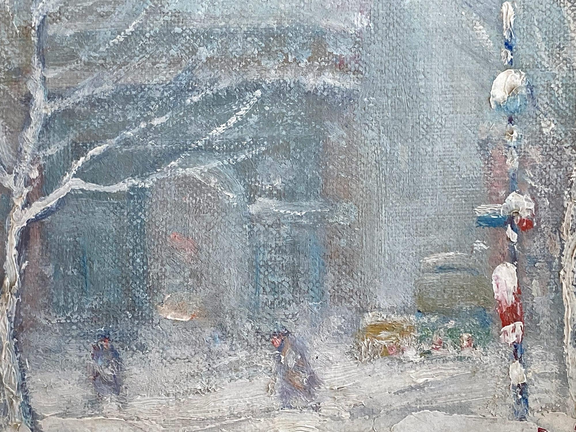 Un impresionante y pertinente ejemplo de las encantadoras escenas invernales neoyorquinas de Berthelsen que representan el Washington Square Park nevado. Una escena icónica que tantos han llegado a amar y apreciar. El artista fue realmente un