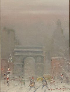 "Washington Square Park, New York City, " Vintage Winter Snow Scene