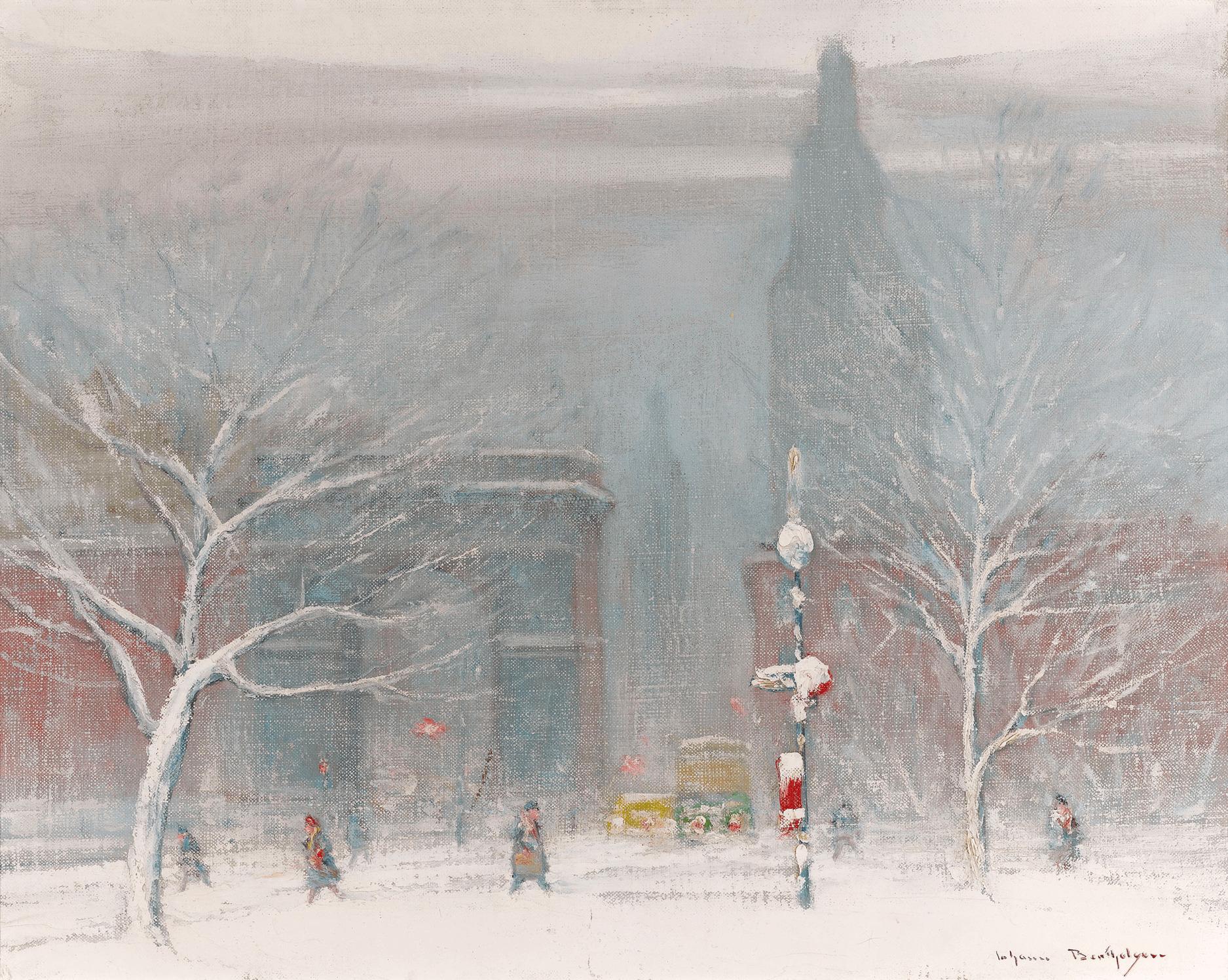 Johann Berthelsen Landscape Painting - Winter in Washington Square, New York
