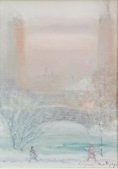 Retro "Winter Quiet, Central Park, New York City," Johann Berthelsen, Impressionism