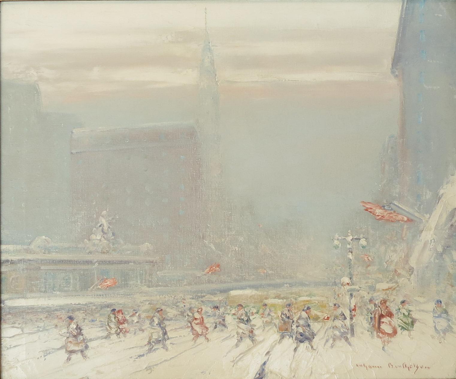 « Tempête d'hiver, NYC » - Painting de Johann Berthelsen