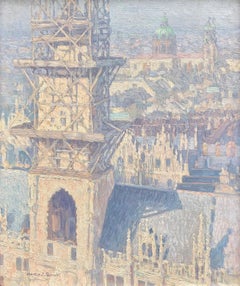 'View over Munich City Hall', oil on canvas by Johann Christian Palmié