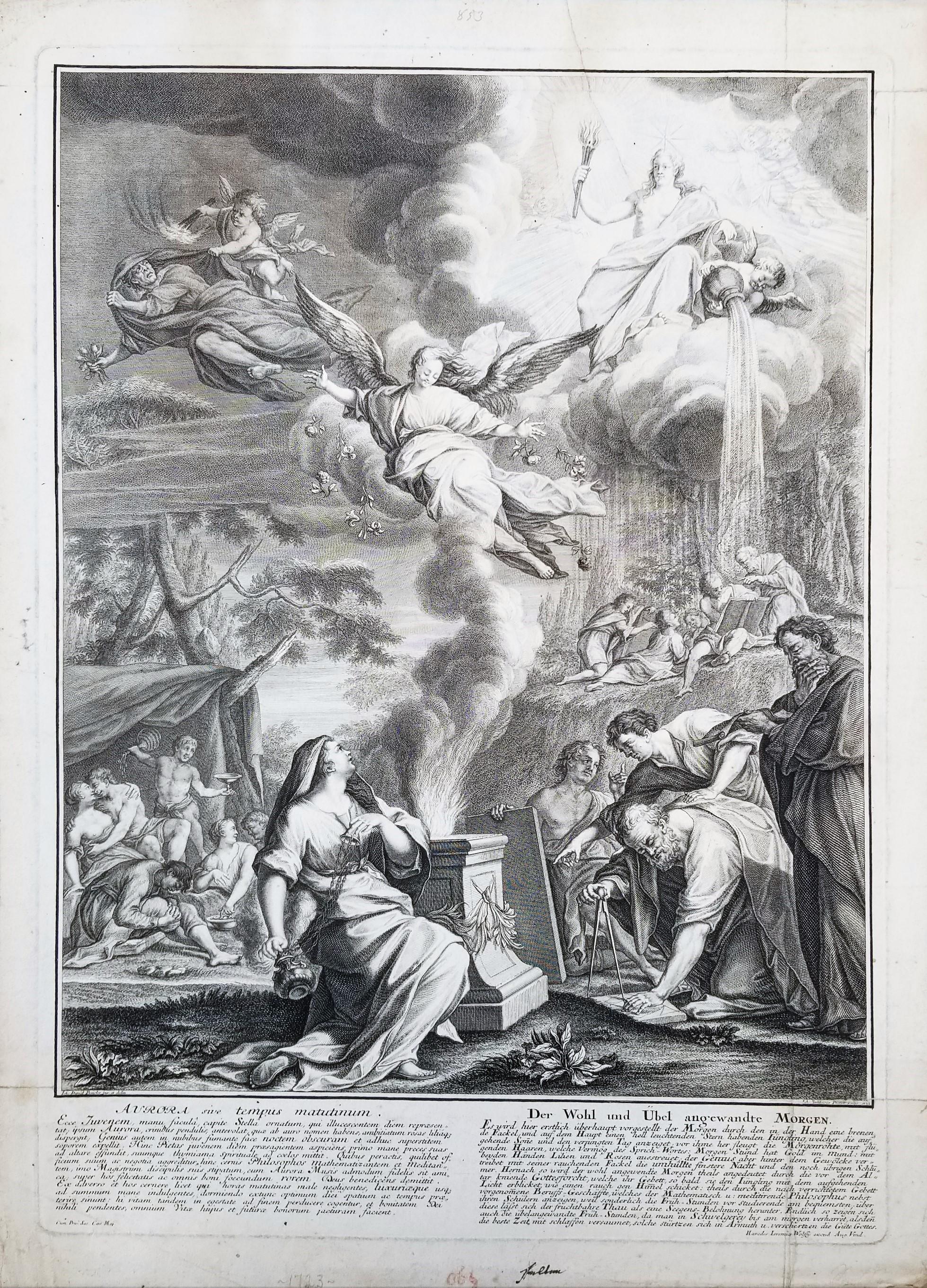 Aurora sive Tempus Matutinum; Der Wohl und Übel angewandte Morgen /// Old Master - Print by Johann Daniel Preissler