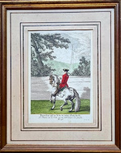 Hand Coloured 18th Century Copper engraving from "Small Riding School" No 26
