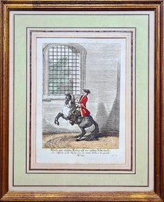 Hand Coloured 18th Century Copper engraving from "Small Riding School" No 32