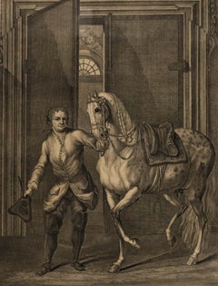 Johann Elias Ridinger (1698-1767) - Framed 1734 Engraving, The New Riding School