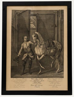 Johann Elias Ridinger (1698-1767) - Framed 1734 Engraving, The New Riding School