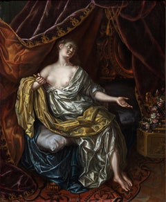 Antique Lucretia - Oil on Panel by Johann Franz Meskens a Flemish Painter, 18th century