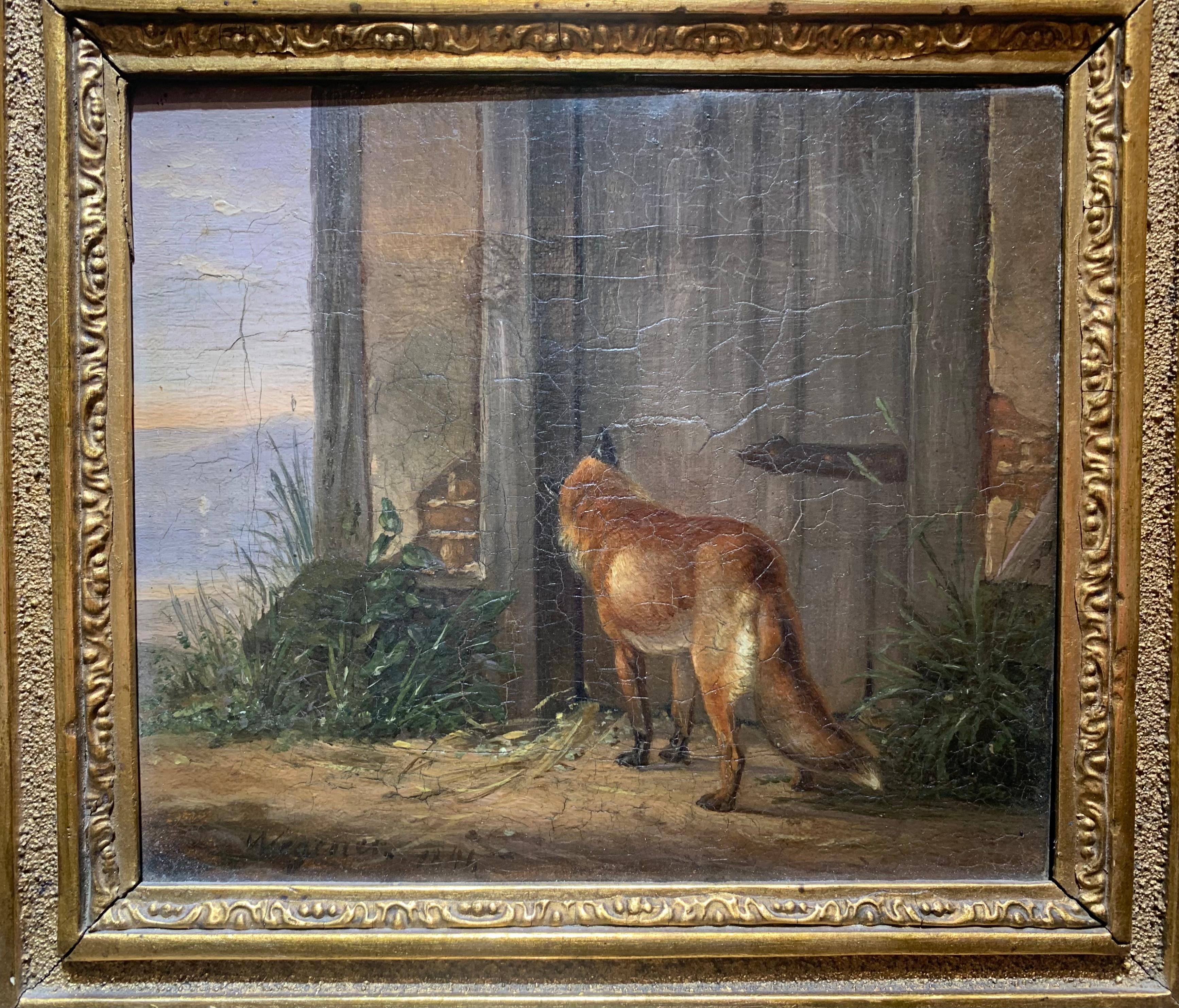 The Fox Hunting a Prey. Painting signed Wegener, dated 1841. 2