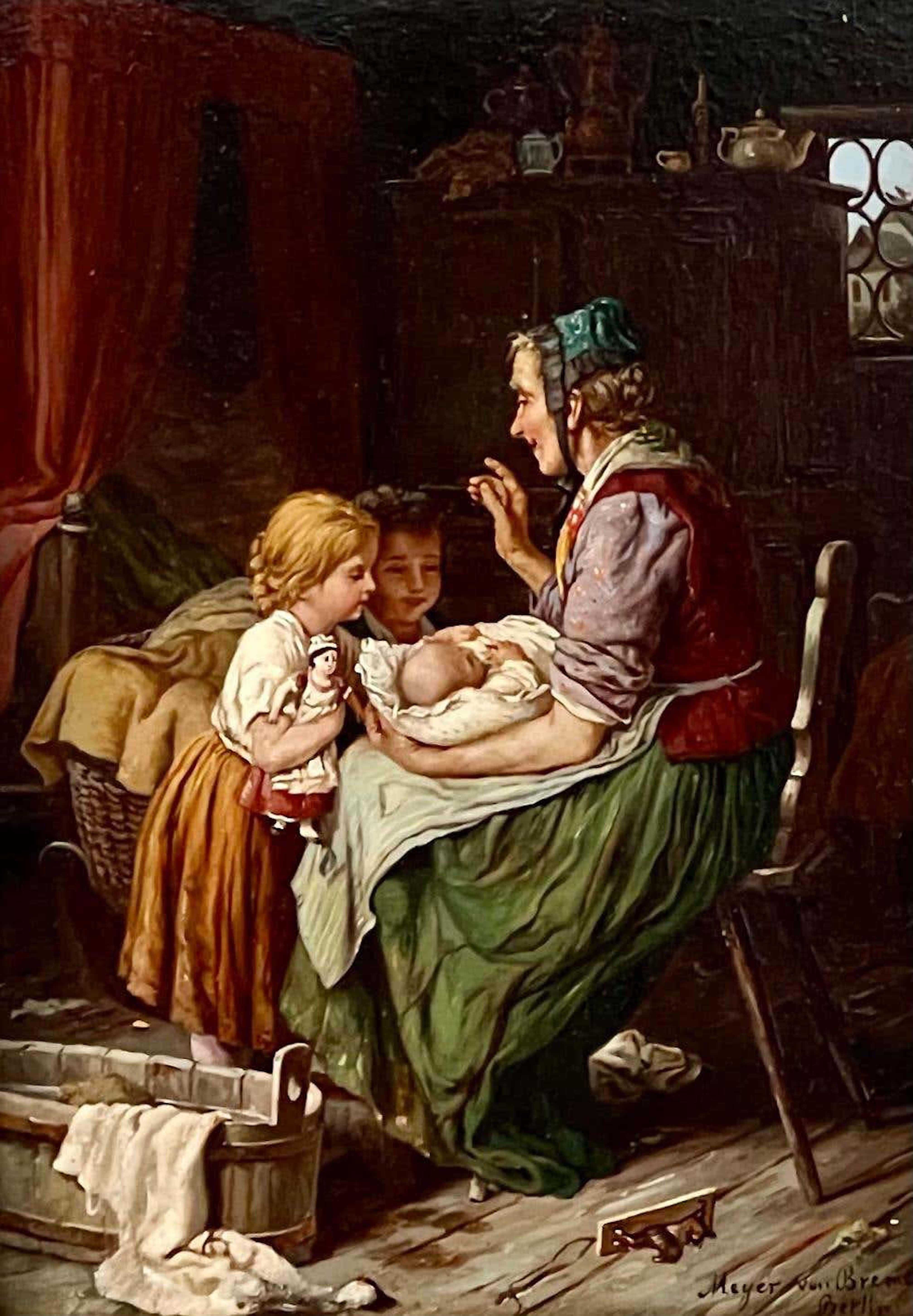 The New Sibling - Painting by Johann Georg Meyer von Bremen