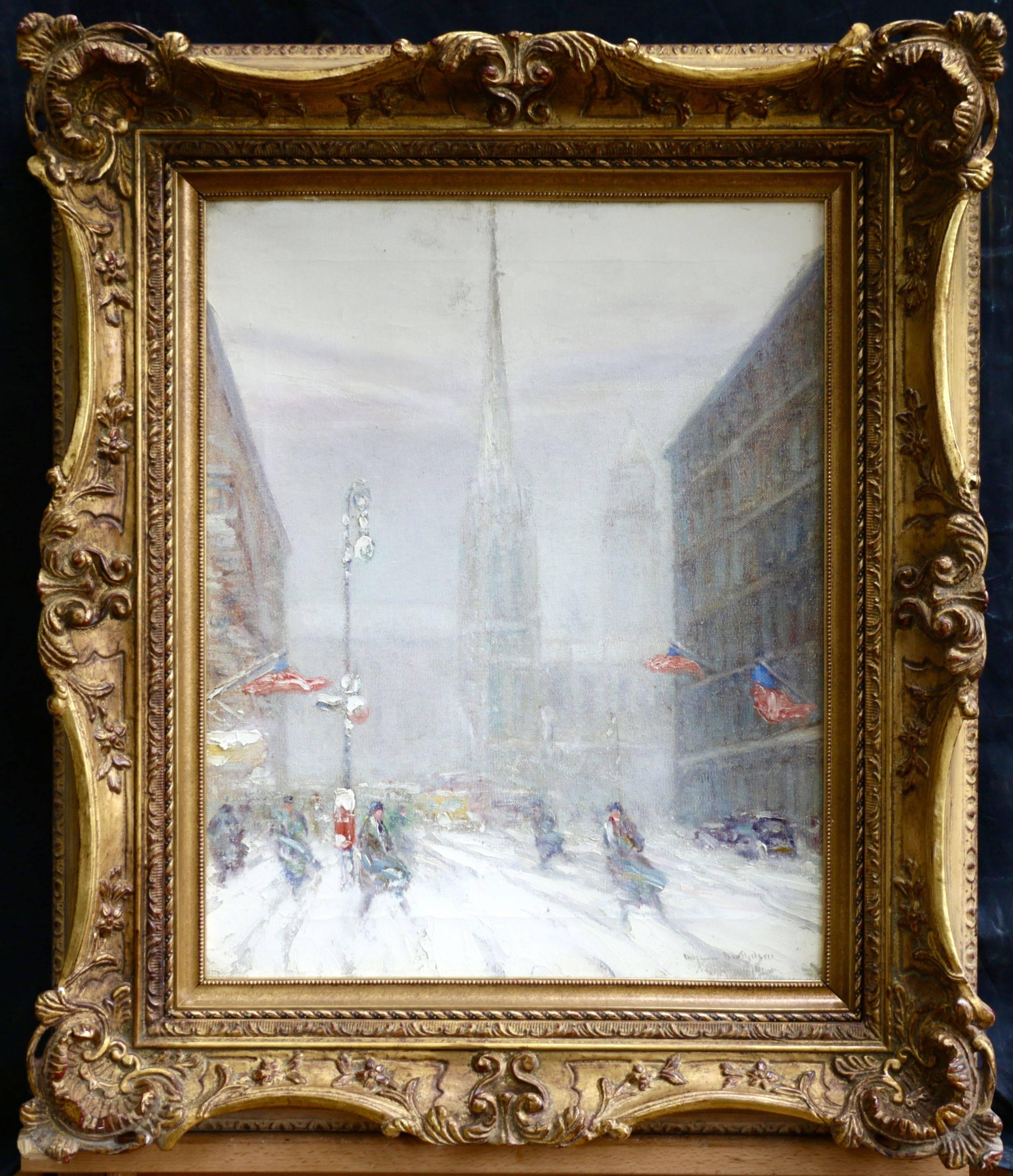 Trinity Church - Wall Street and Broadway - New York - Painting by Johan H. C. Berthelsen