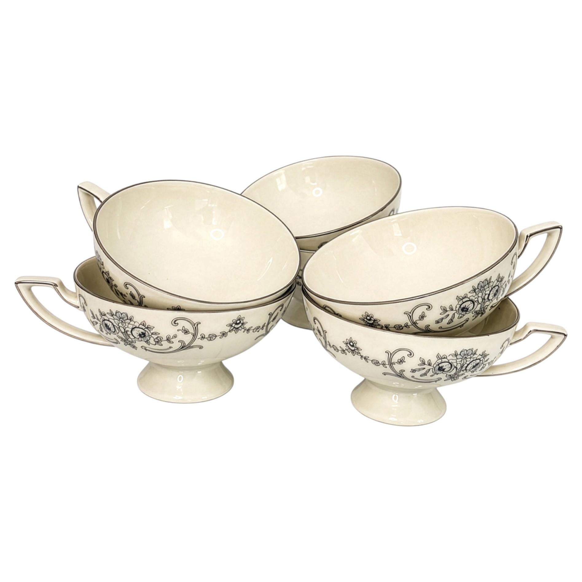 Johann Haviland Rhineland Footed Tea Cups Set of Six, Bavaria