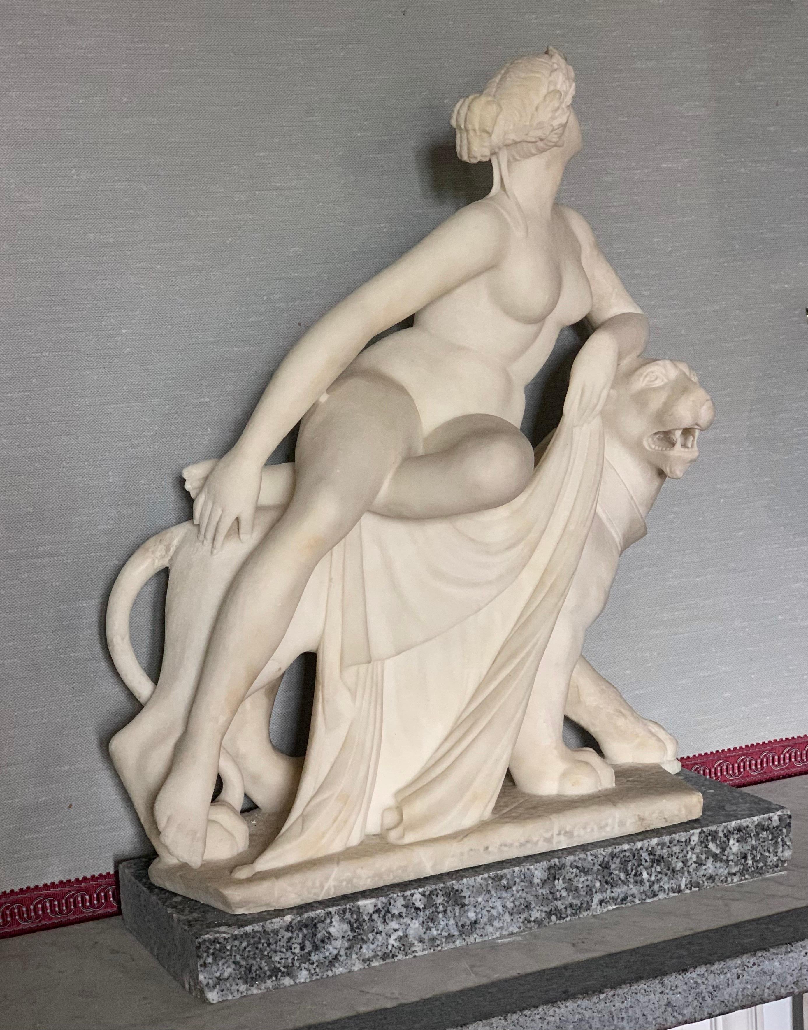 Ariane auf Panther, Statue aus Alabaster, nach J. H. Dannecker, Ende des 19. Jahrhunderts.  (Akademisch), Sculpture, von Johann Heinrich Dannecker 