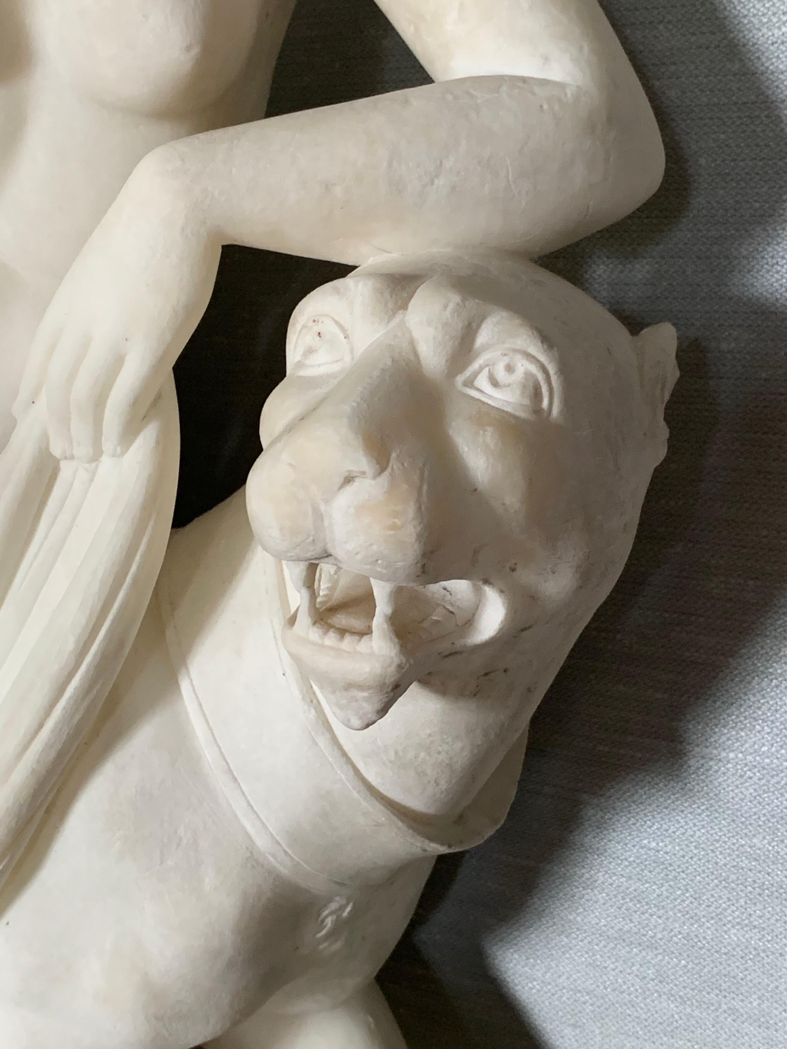 Ariane on Panther, Statue Alabaster, after J. H. Dannecker, end 19th cent.  - Academic Sculpture by Johann Heinrich Dannecker 
