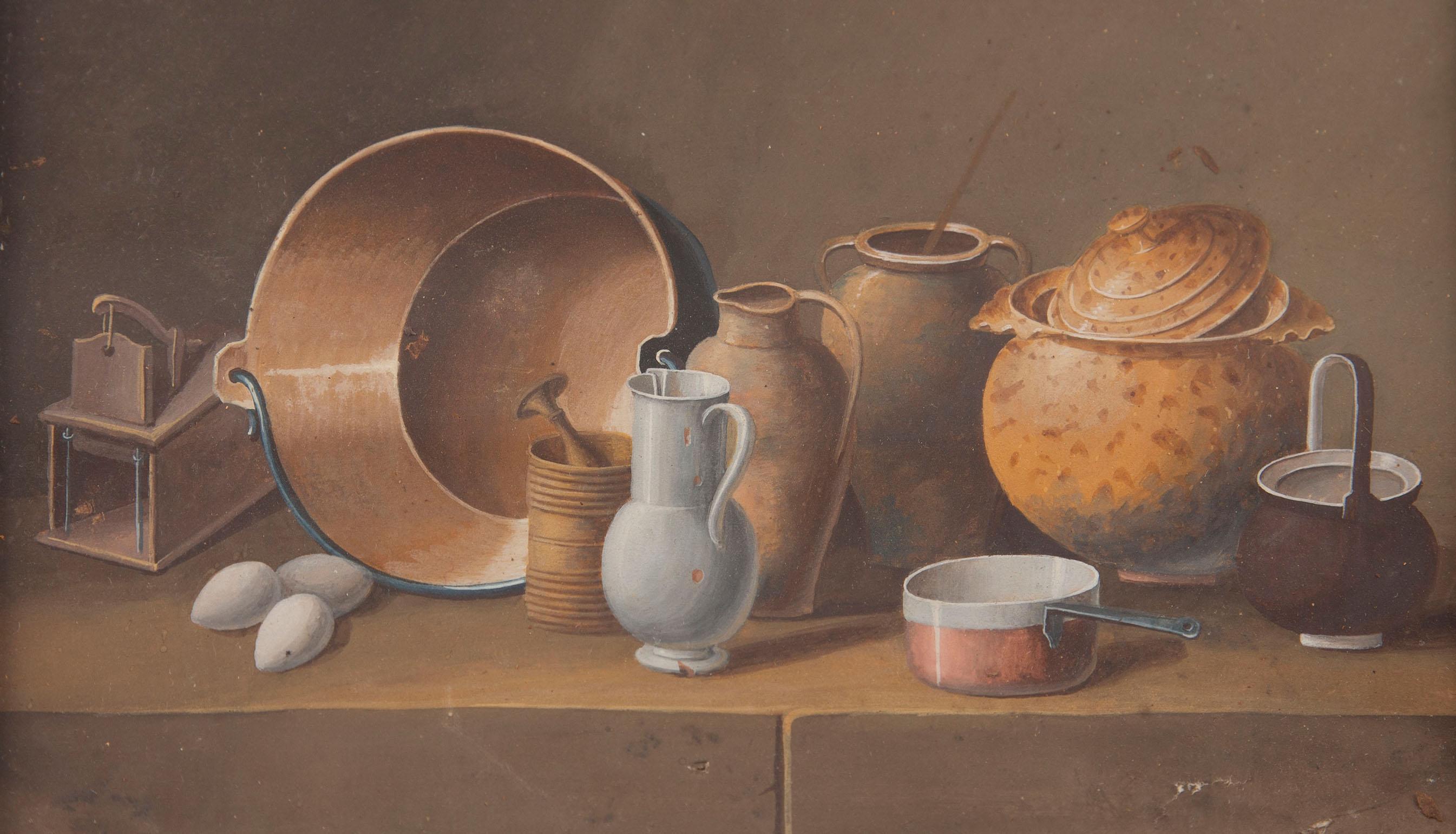 Johann Heinrich Feyerabend (Zuschreibung), Paar Biedermeier-Küchenstillleben im Angebot 1