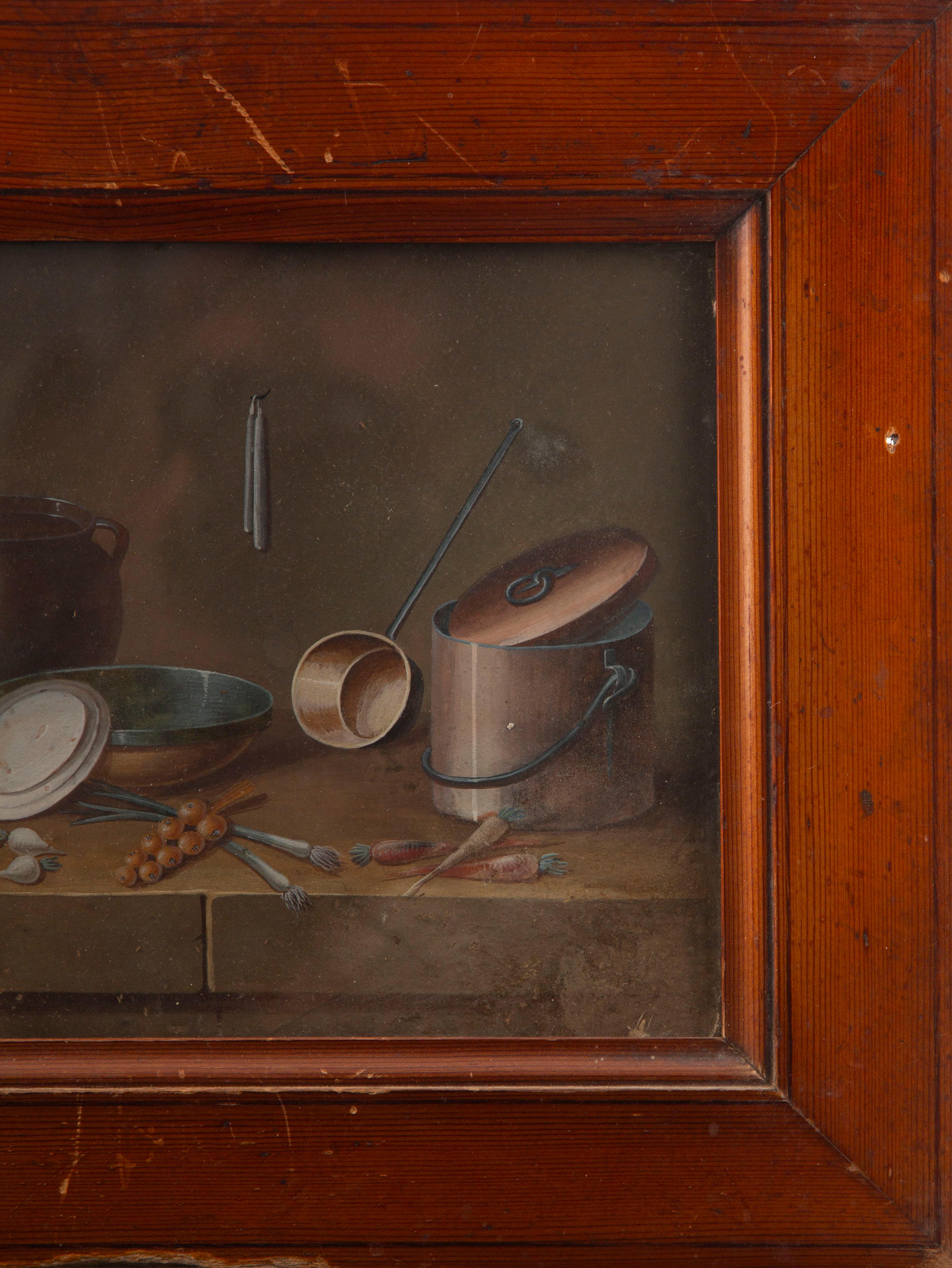 Johann Heinrich Feyerabend (Zuschreibung), Paar Biedermeier-Küchenstillleben im Angebot 2