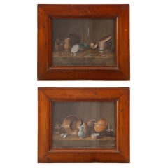 Antique Johann Heinrich Feyerabend (attrib.), Pair of Biedermeier Kitchen Still Lifes