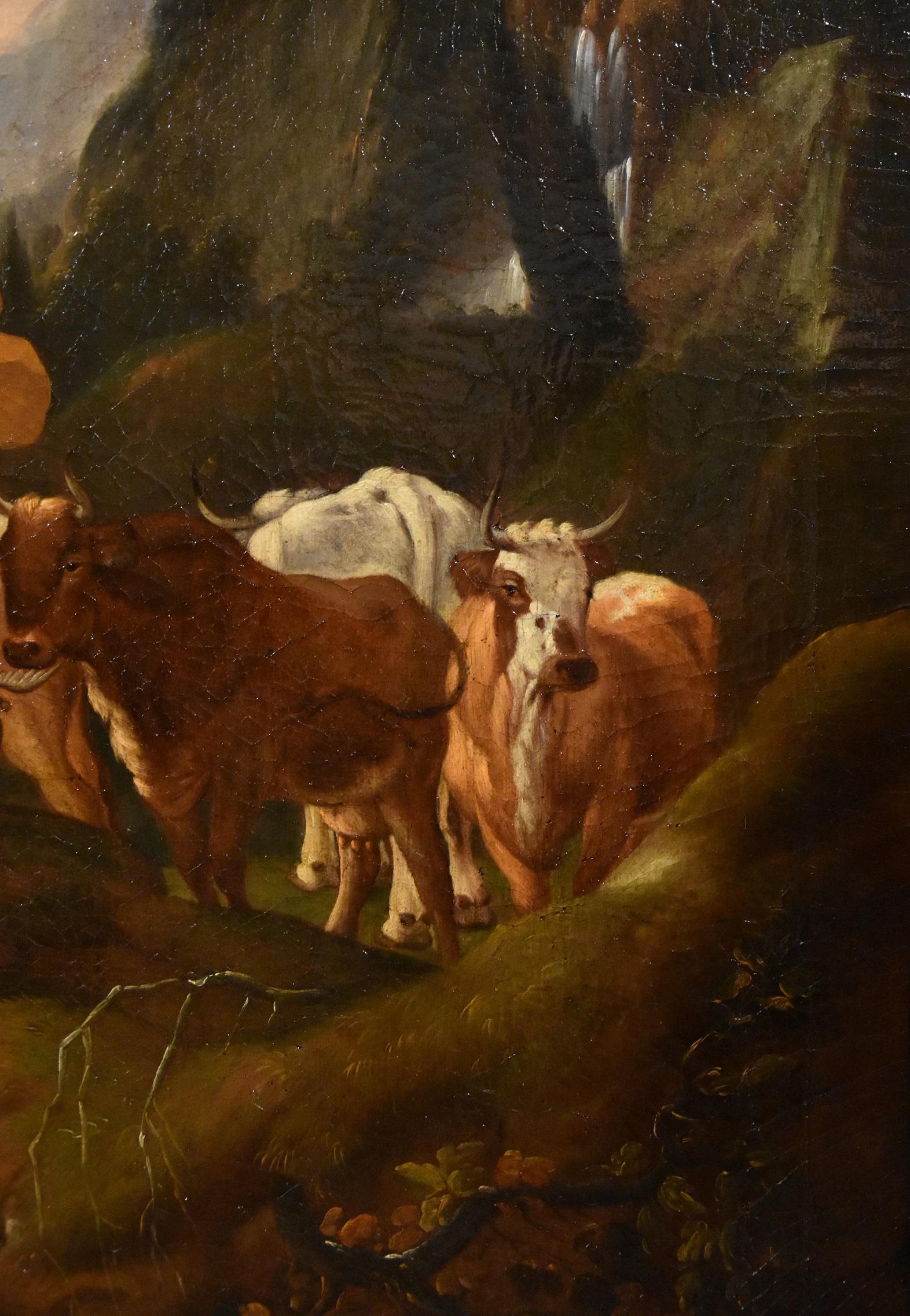 Peinture de cheval mercuré Roos Landscape Mythe Huile sur toile Grand maître 17ème siècle en vente 7