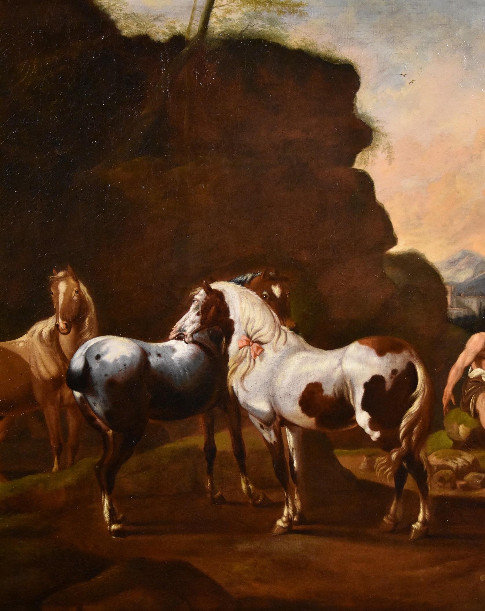 Peinture de cheval mercuré Roos Landscape Mythe Huile sur toile Grand maître 17ème siècle en vente 2
