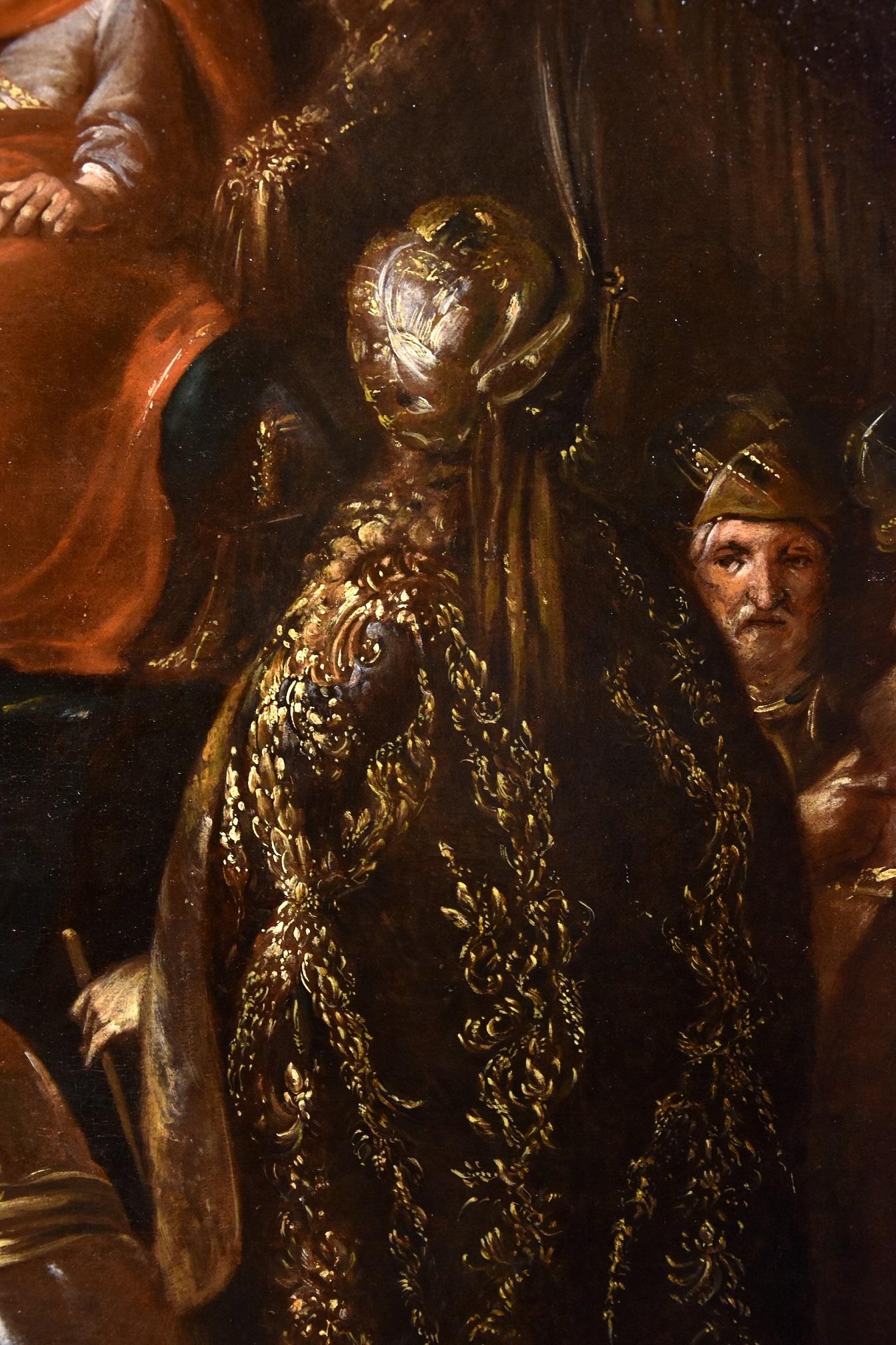 King Ahasuerus Schönfeld Paint Oil on canvas Old master 17th Century Religious For Sale 5