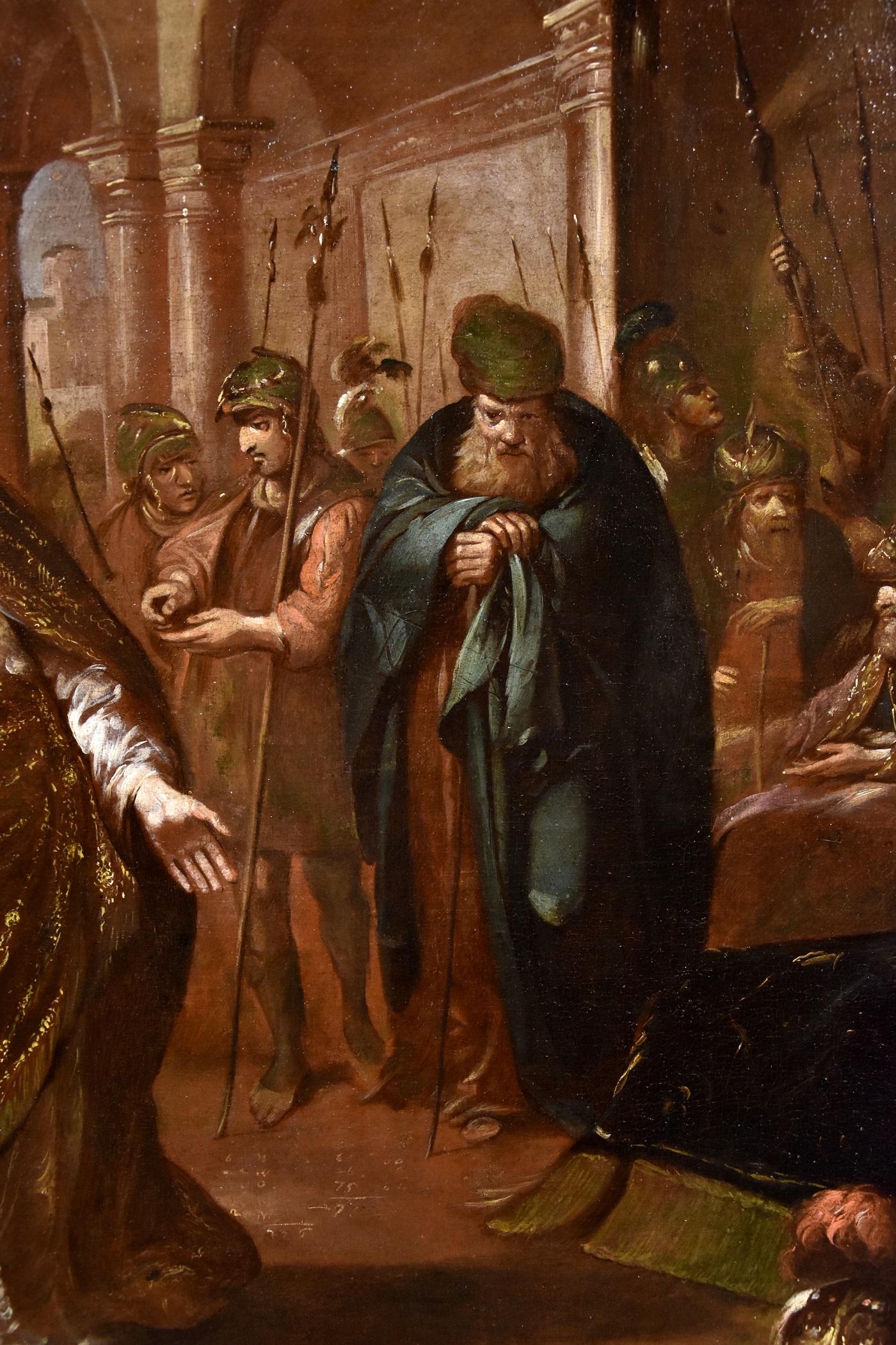 King Ahasuerus Schönfeld Paint Oil on canvas Old master 17th Century Religious For Sale 7