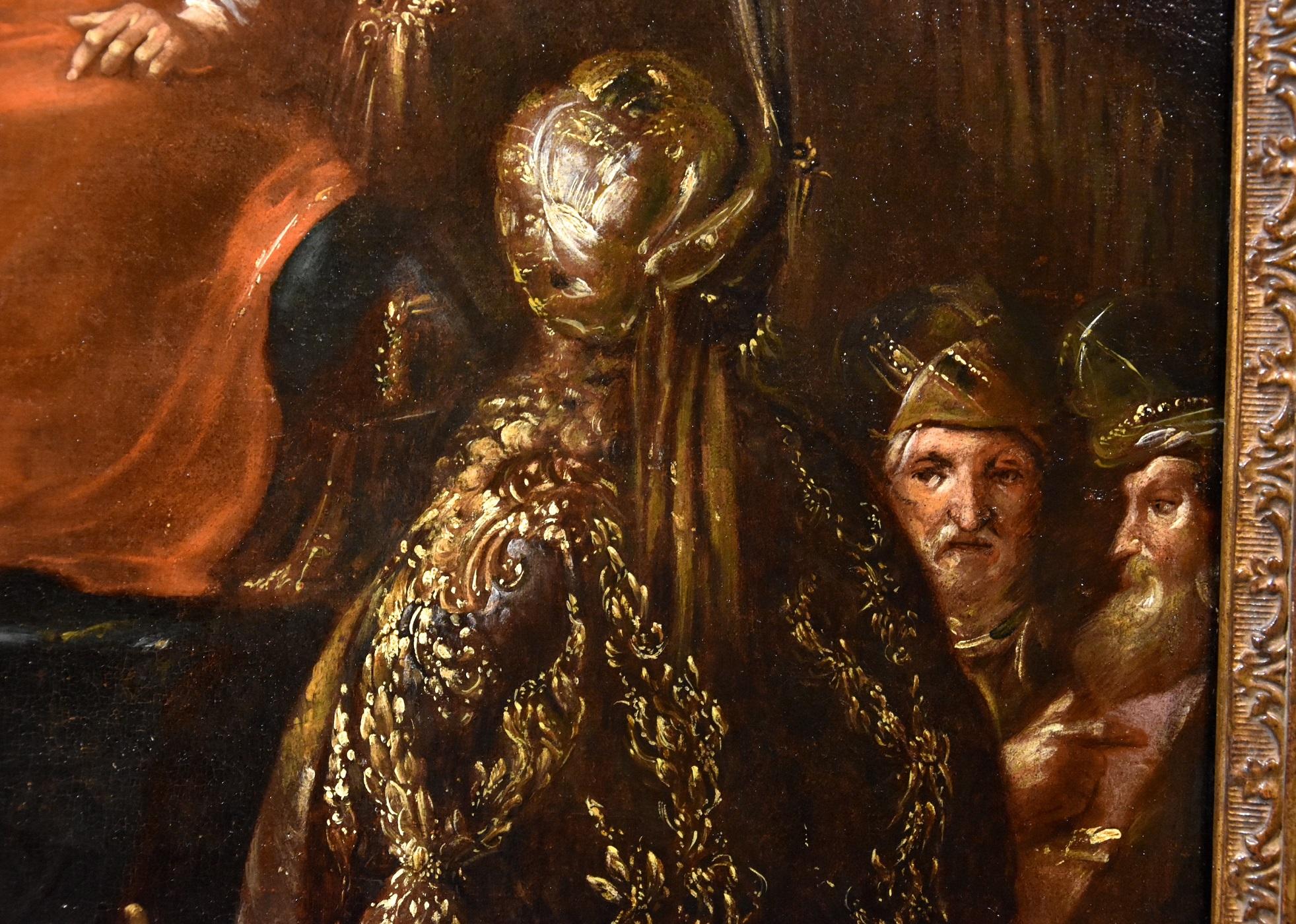 King Ahasuerus Schönfeld Paint Oil on canvas Old master 17th Century Religious For Sale 10