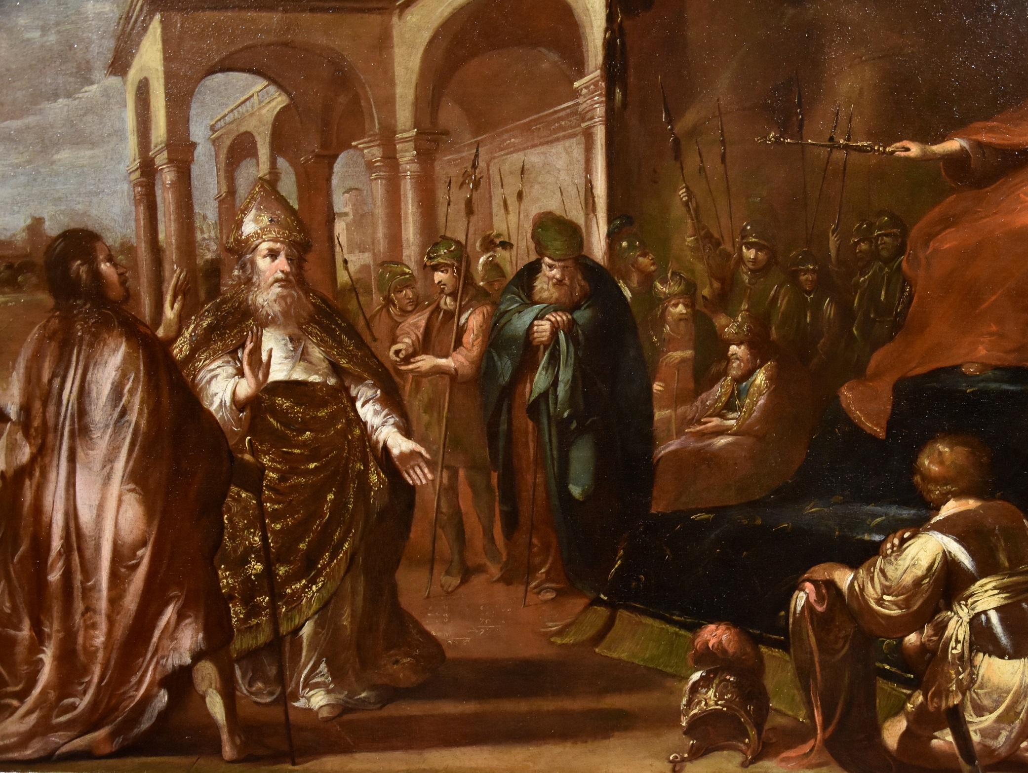 King Ahasuerus Schönfeld Paint Oil on canvas Old master 17th Century Religious For Sale 1