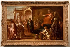 Antique King Ahasuerus Schönfeld Paint Oil on canvas Old master 17th Century Religious