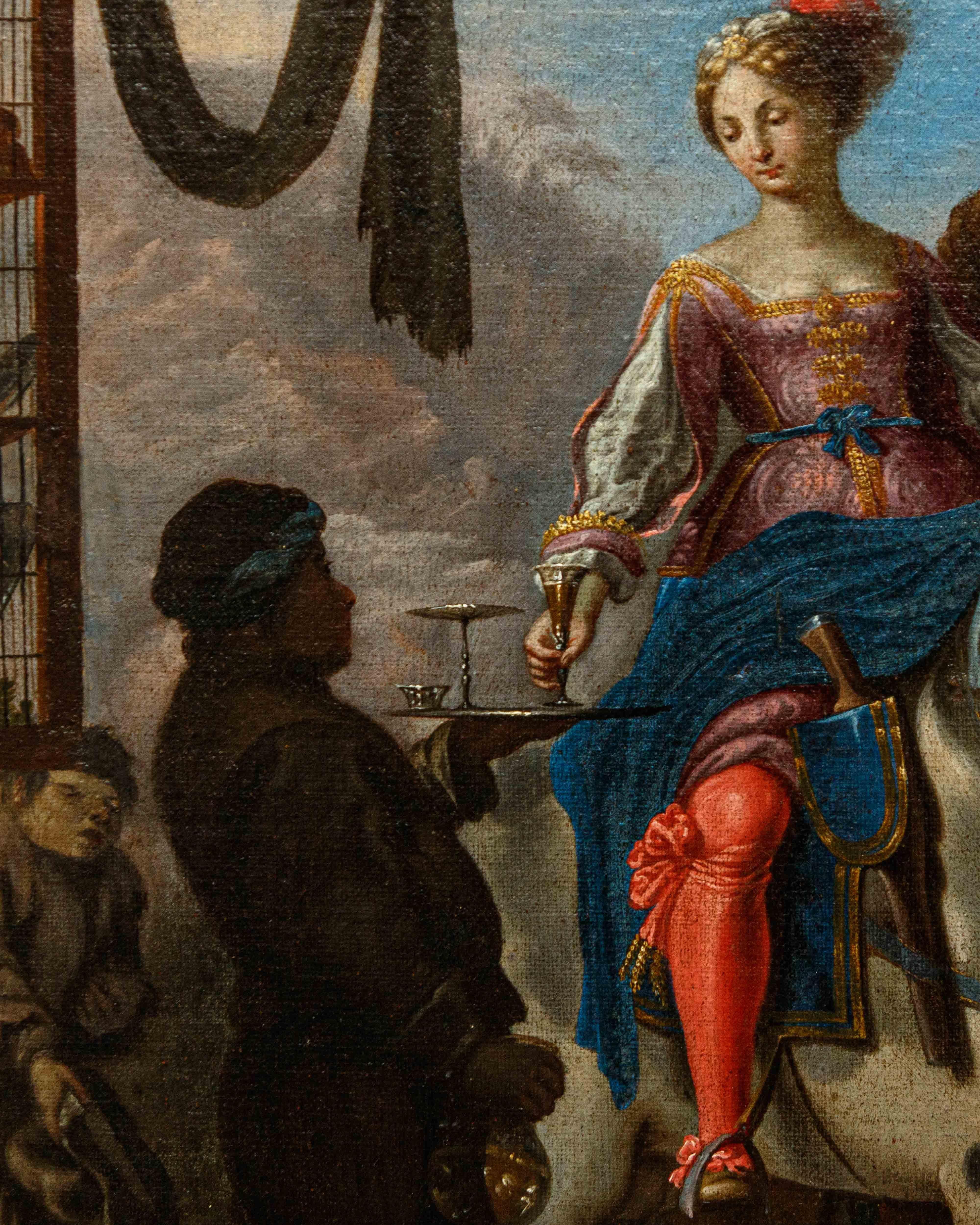 Pair of genre scenes attributed to Johann Heinrich Schönfeld For Sale 2