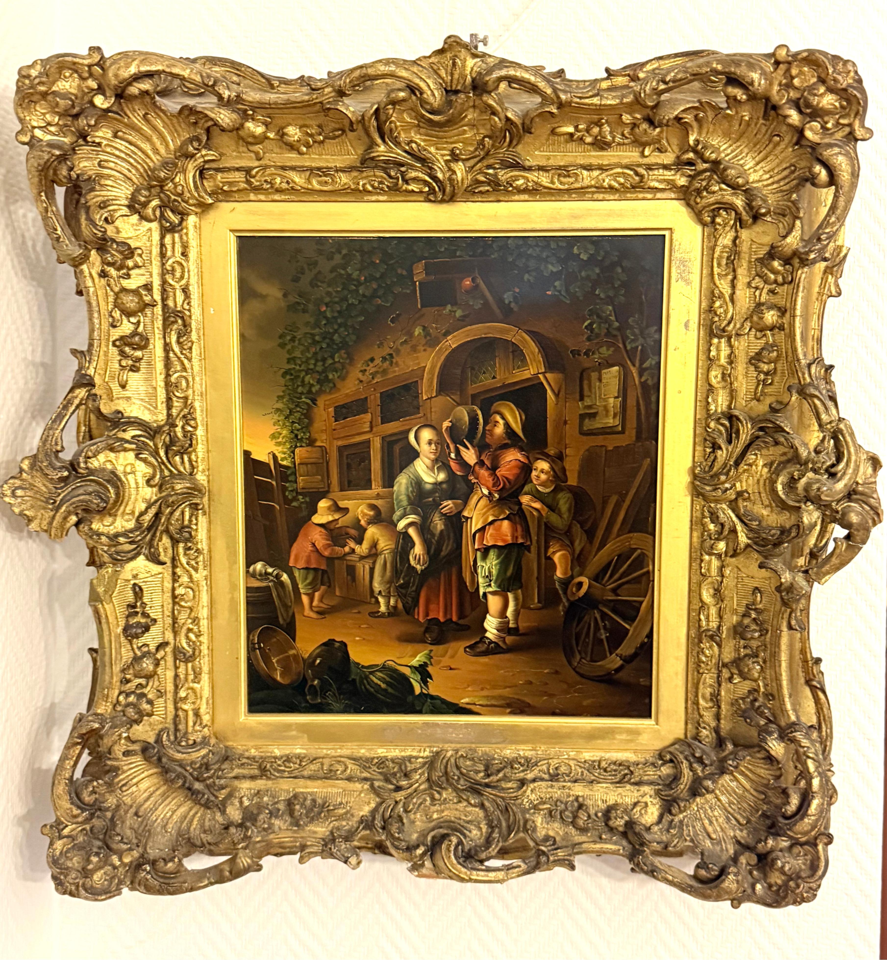 Manufaktur Johann Heinrich Stobwasse DUTCH GENRE SCENE - Painting by Johann Heinrich Stobwasser 
