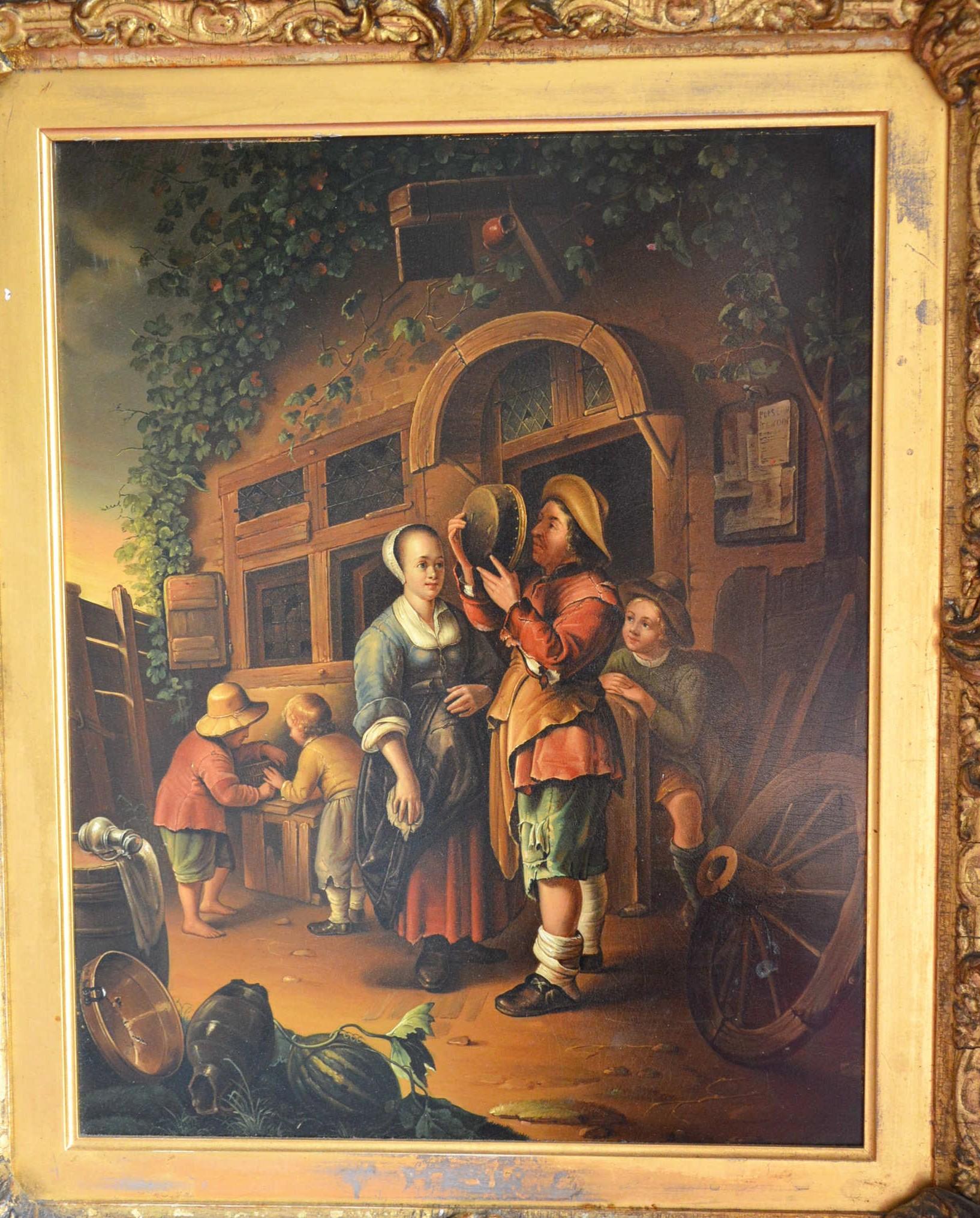 Manufaktur Johann Heinrich Stobwasse DUTCH GENRE SCENE - Beige Figurative Painting by Johann Heinrich Stobwasser 